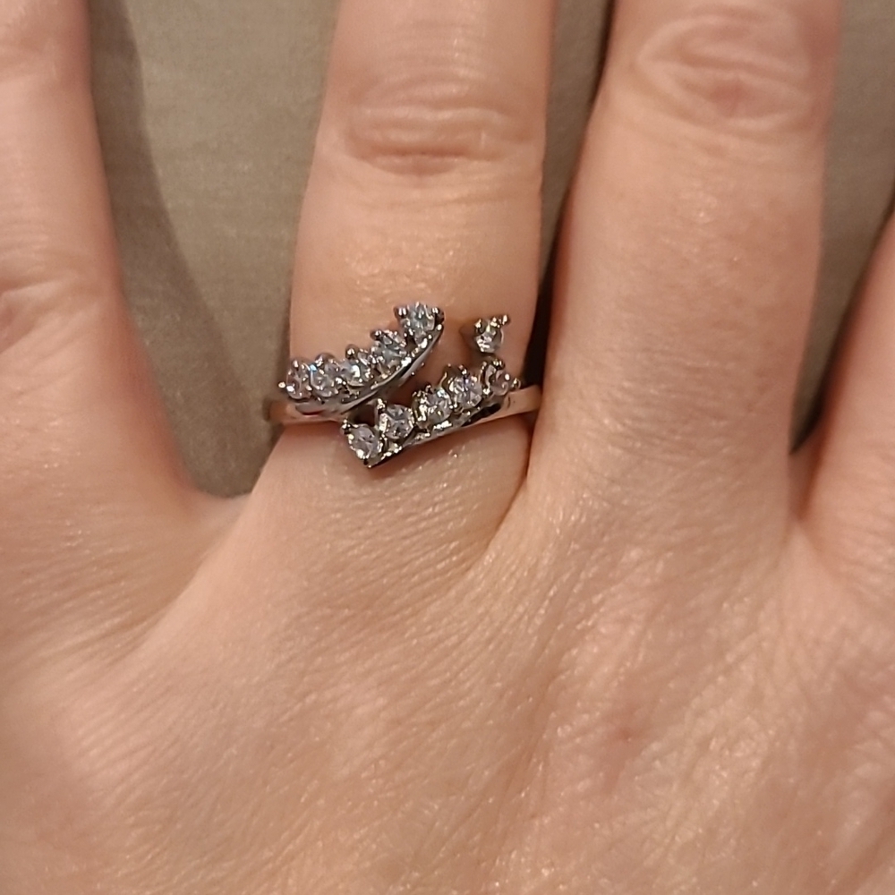 Cubic zirconia stainless steel multi stone ring